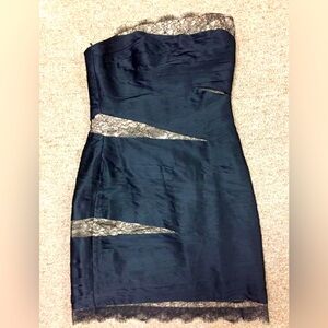 Jay Ahr Womens Silk Lace Strapless Cocktail Dress Black